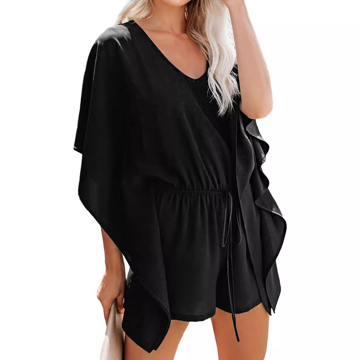 Dame luftigt Kaftan-kjole med elastisk talje Stilla
