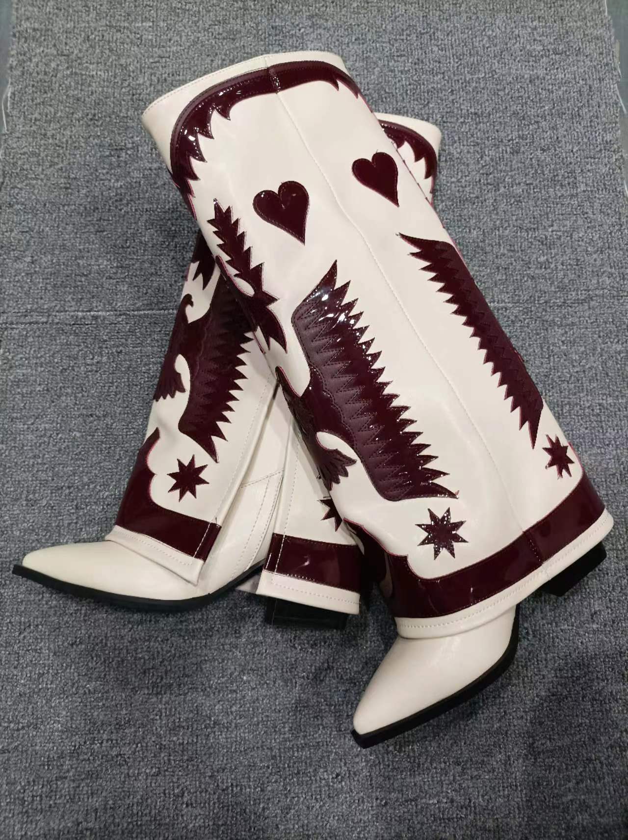 Femme Kunstnerisk Hæl Cowboy Støvler Stilla