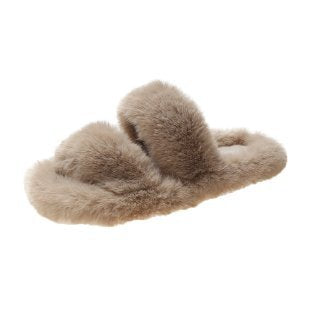 Dame plysch pantofler med elegant krydsrem design Stilla