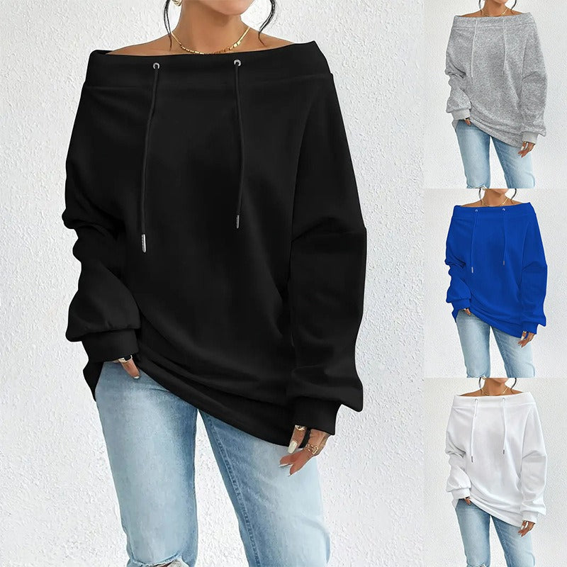 Dame Oversized Hoodie med åben skulder og afslappet snit Stilla
