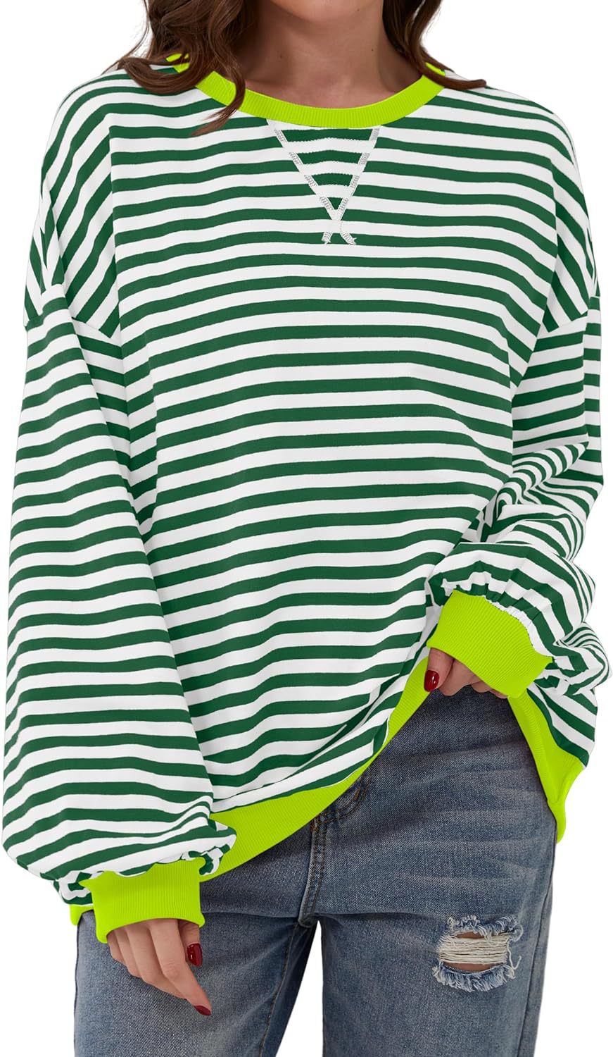 Stilla | Løs Stribet Pullover i Løs Pasform