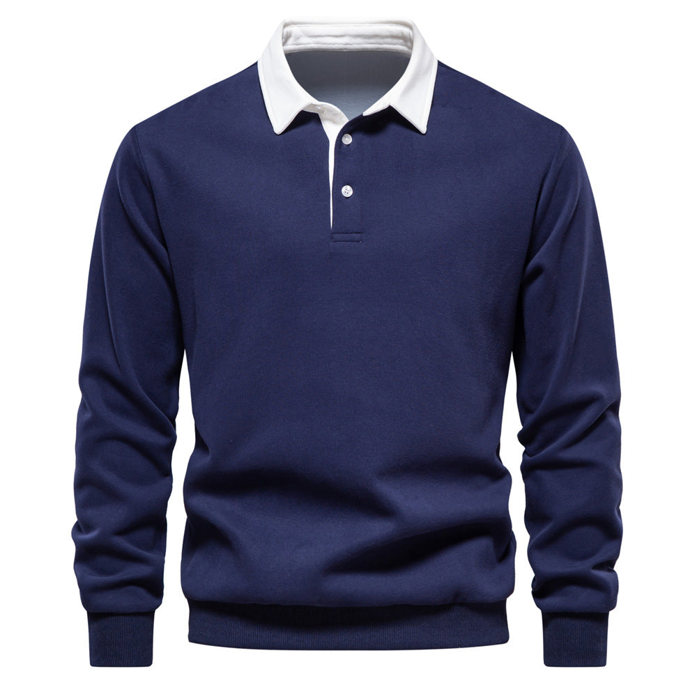 Herrer Langærmet Poloshirt med elegant krave og blød bomuldsblanding Stilla