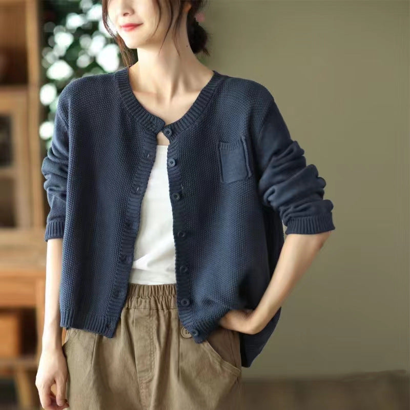 Femme Tekstureret Knap-Up Behagelig Strik Cardigan Stilla