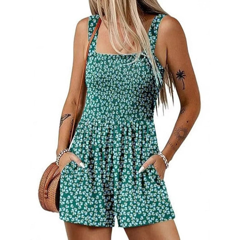 Dame jumpsuit med florale detaljer og praktiske lommer Stilla