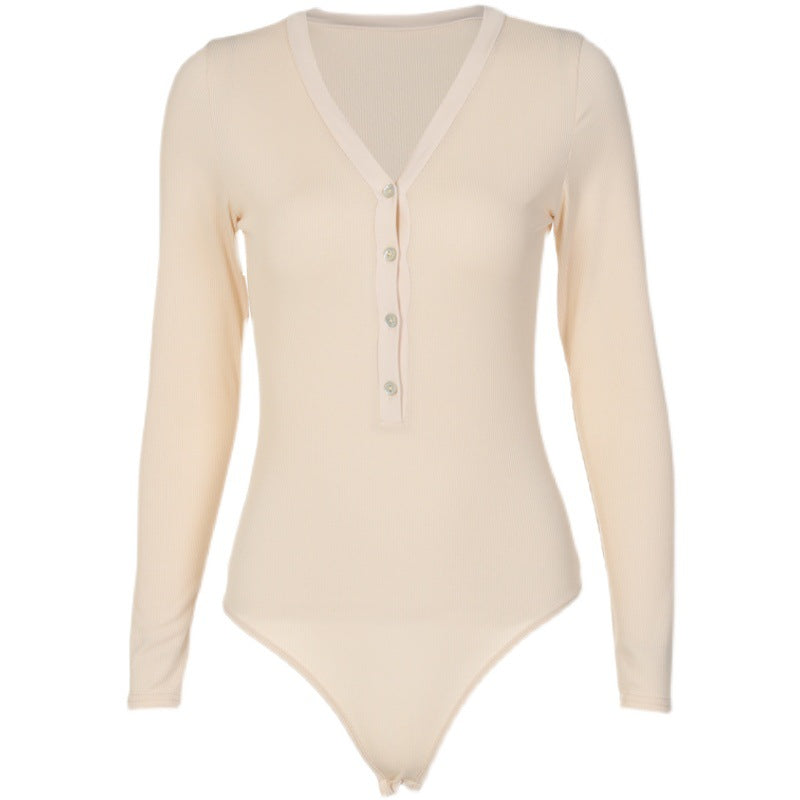 Dame Langærmet Bodysuit med klassisk knapdesign Stilla