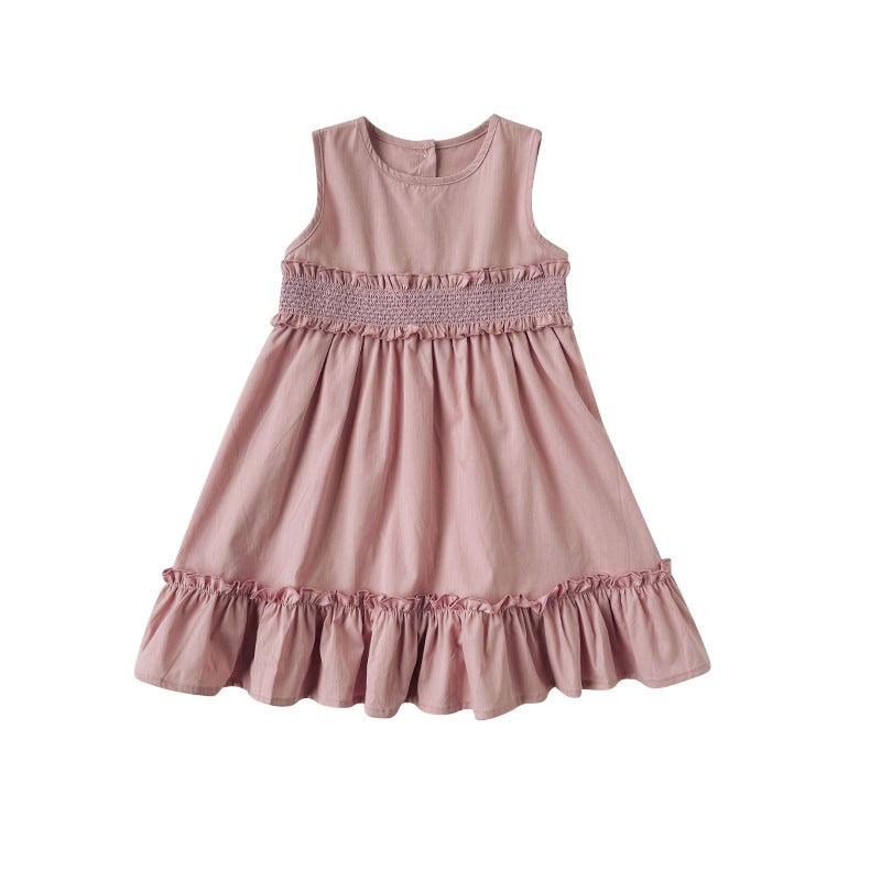 Pige Smocked A-linje Sundress med Rüschensaum Stilla