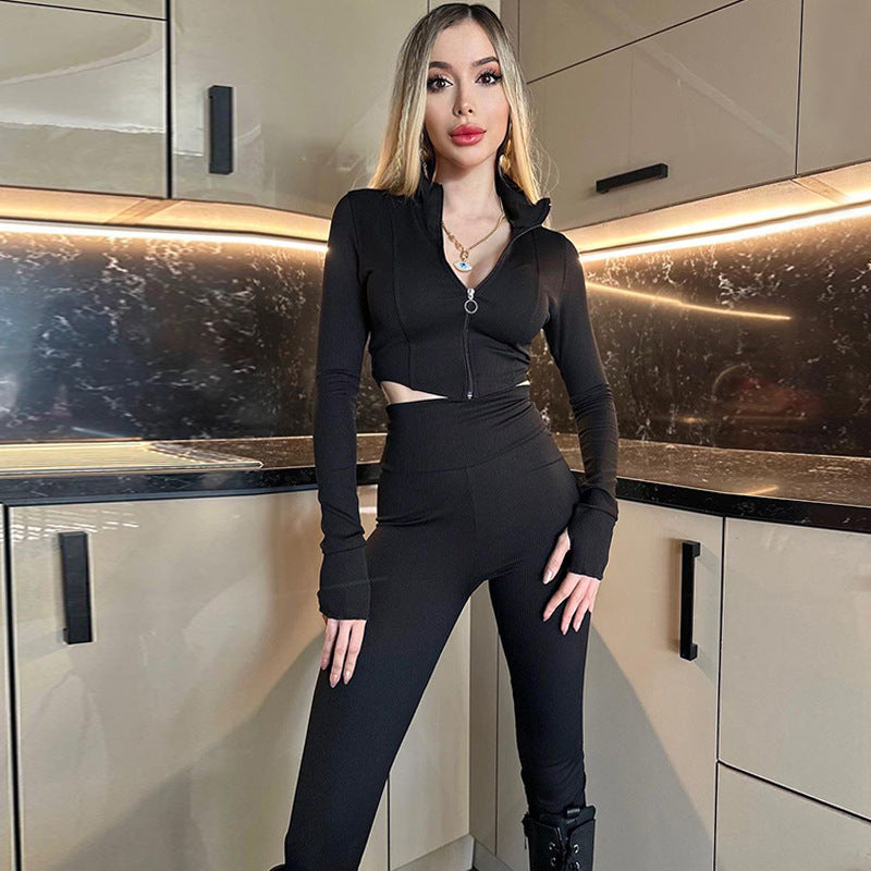 Dame Sporty Crop-Top med kropsnær jumpsuit Stilla