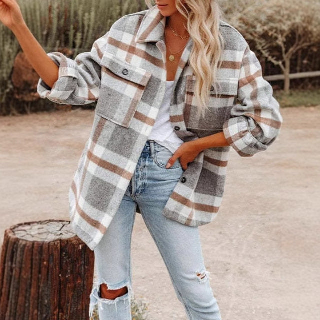 Dameternetternet Flanneljakke i lagdelt look Stilla