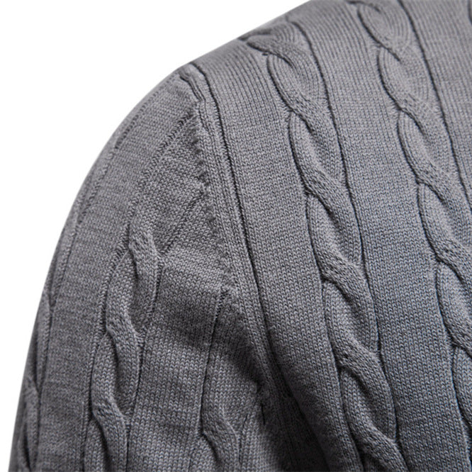 Herrer strikpullover med trendy fletstrik-optik og rund halsudskæring Stilla