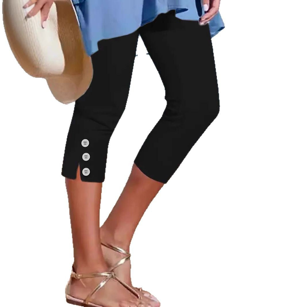 Dame Capri-Leggings med unikt knapdetalje Stilla
