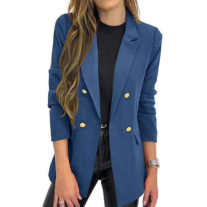 Dame elegant blazer med dobbelt knaplukning og struktureret snit Stilla