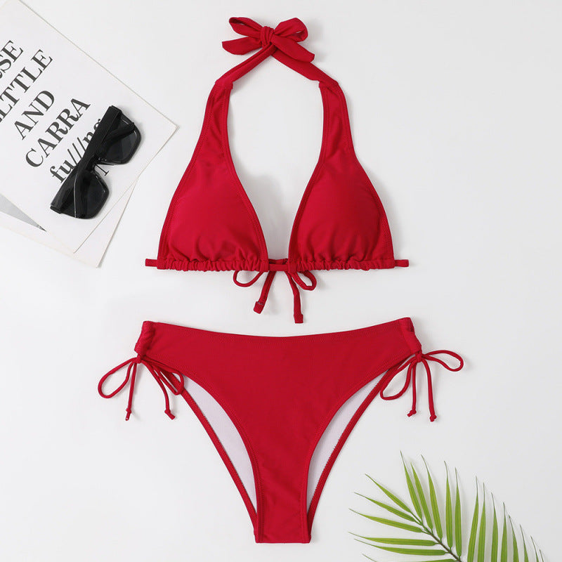 Dame Triangel-Bikini med justerbare stropper og snørrelsesdetaljer Stilla