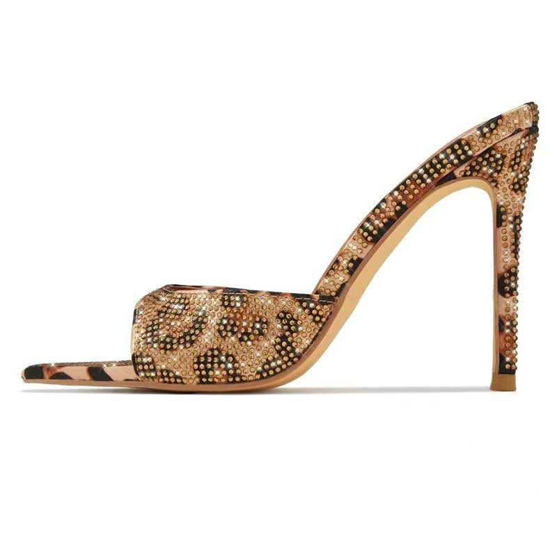 Femme Stiletto Mules med strassdekorationer Stilla