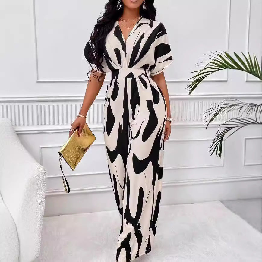 Dame Elegant Jumpsuit med dyb V-udskæring og moderigtigt snit Stilla