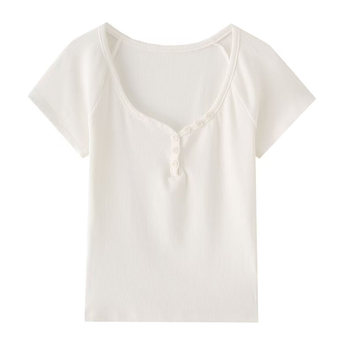 Dame afslappet kortærmet Henley-T-shirt med raffinerede knapdetaljeringer Stilla