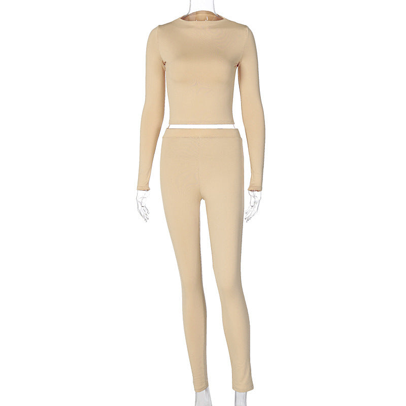 Dame Sporty sæt med tætsiddende, langærmet top og høj talje leggings Stilla