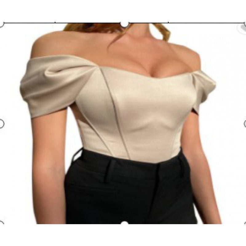 Dame Langærmet Bodysuit med skulderfri design og puffærmer Stilla