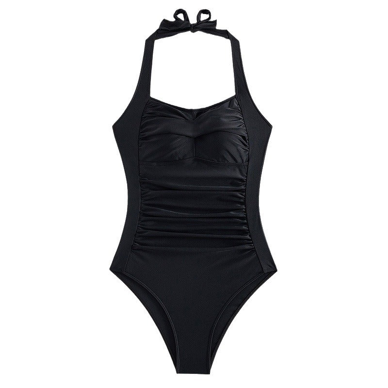 Dame E-piece Badedragt med dyb V-udskæring og elegant rynkning Stilla