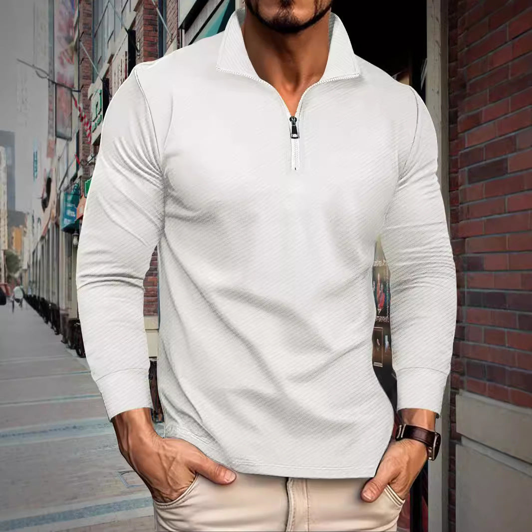 Herrer Sporty Pullover med halv lynlås og struktureret stof Stilla