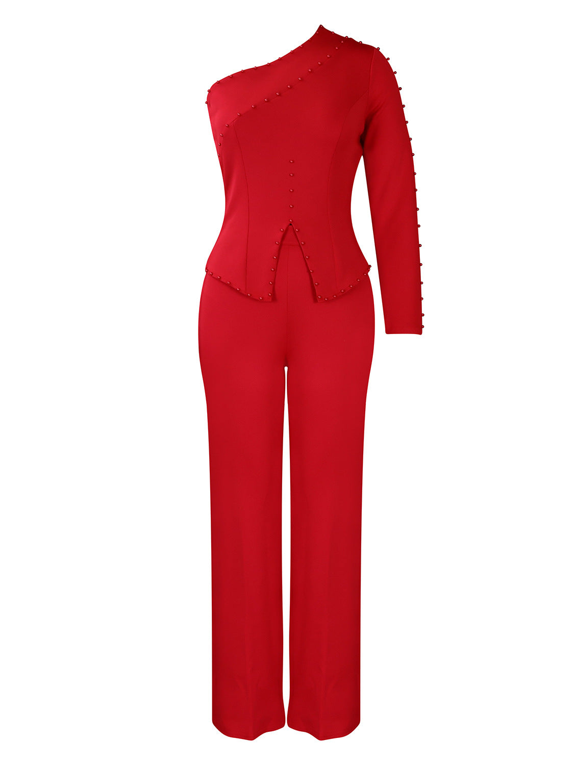 Dame jumpsuit med asymmetrisk design og dekorative elementer Stilla