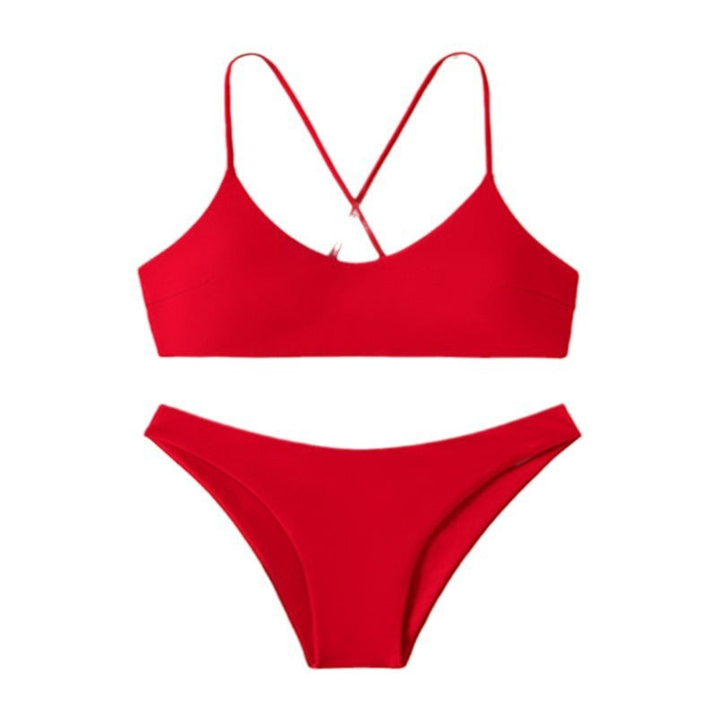 Dame Cross-Back Bralette Bikini Sæt Stilla