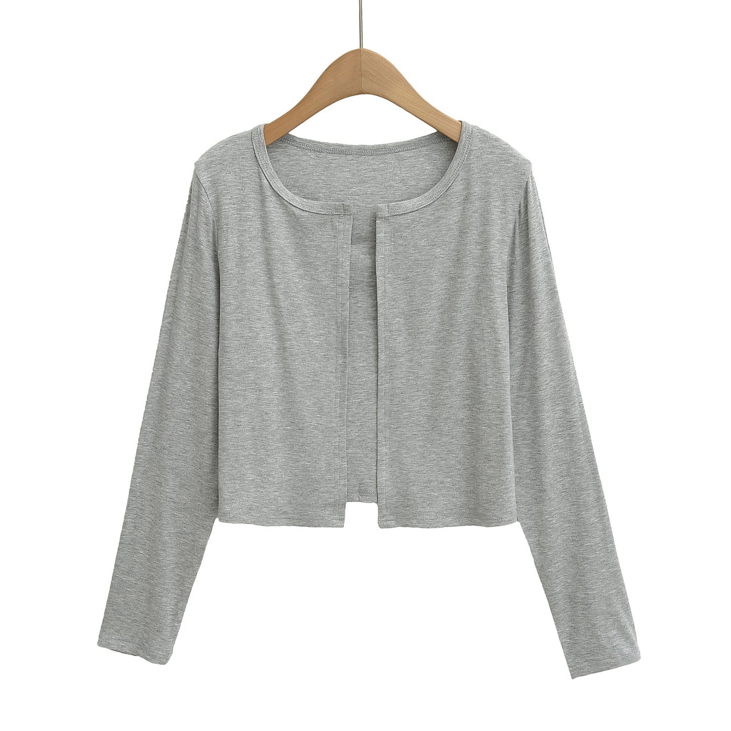 Dames afslappet longsleeve-jakke lavet af blødt svedmateriale med elegant rund halsudskæring Stilla