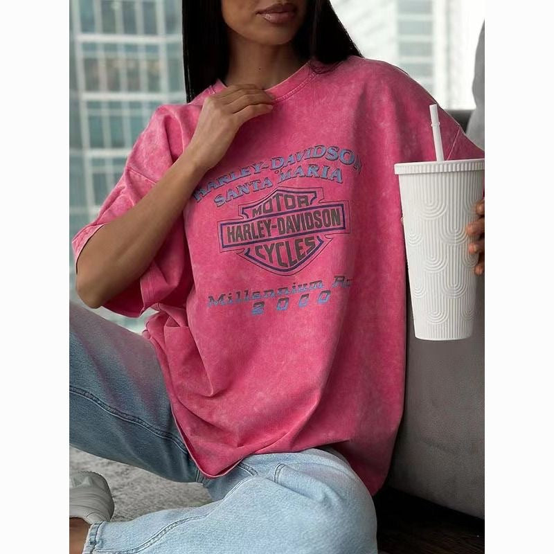 Dame Oversized T-Shirt med iøjnefaldende Harley-Davidson grafiktryk Stilla
