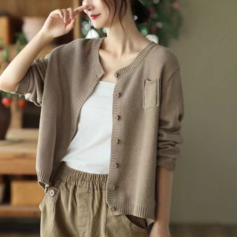 Femme Tekstureret Knap-Up Behagelig Strik Cardigan Stilla