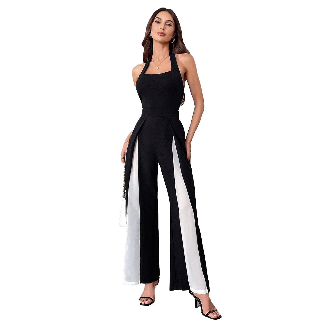 Damer Elegant Jumpsuit med sidelæns kontrastelementer Stilla