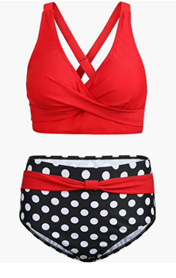 Dame bikini-sæt med elegant indviklet top og højtaljede trusser Stilla