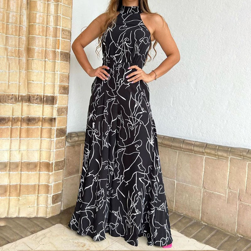 Stilla | Trykt Rund Hals Sexy Jumpsuit
