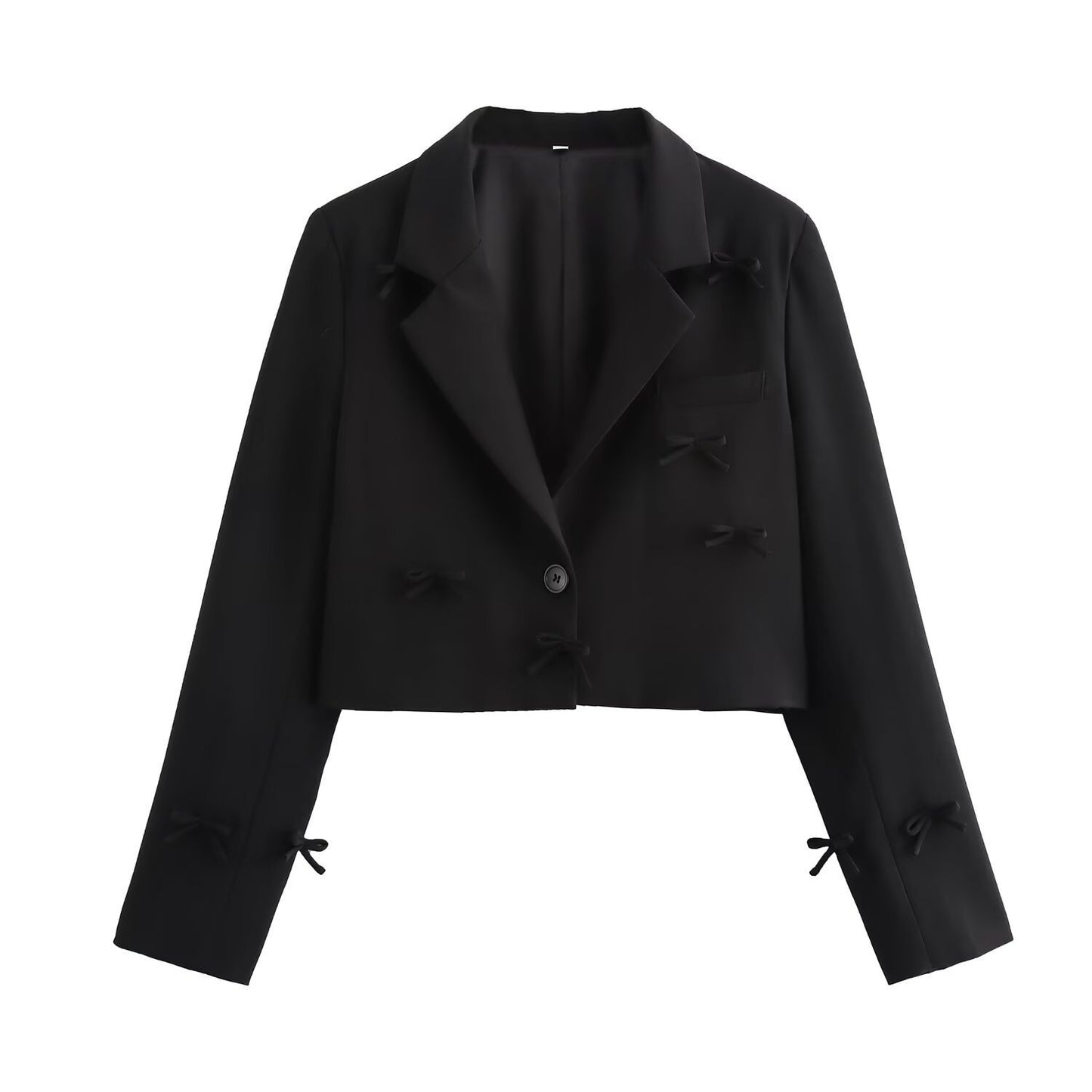 Dame Cropped Blazer med Sløjfedetaljer Stilla