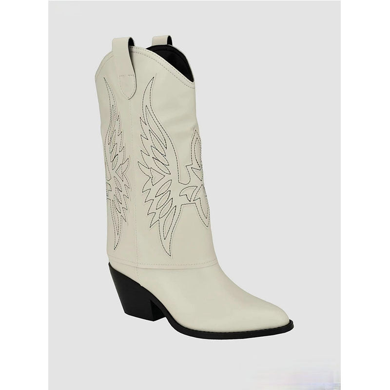 Femme Western-stil cowboy-støvler med dekorativt vinger-design Stilla