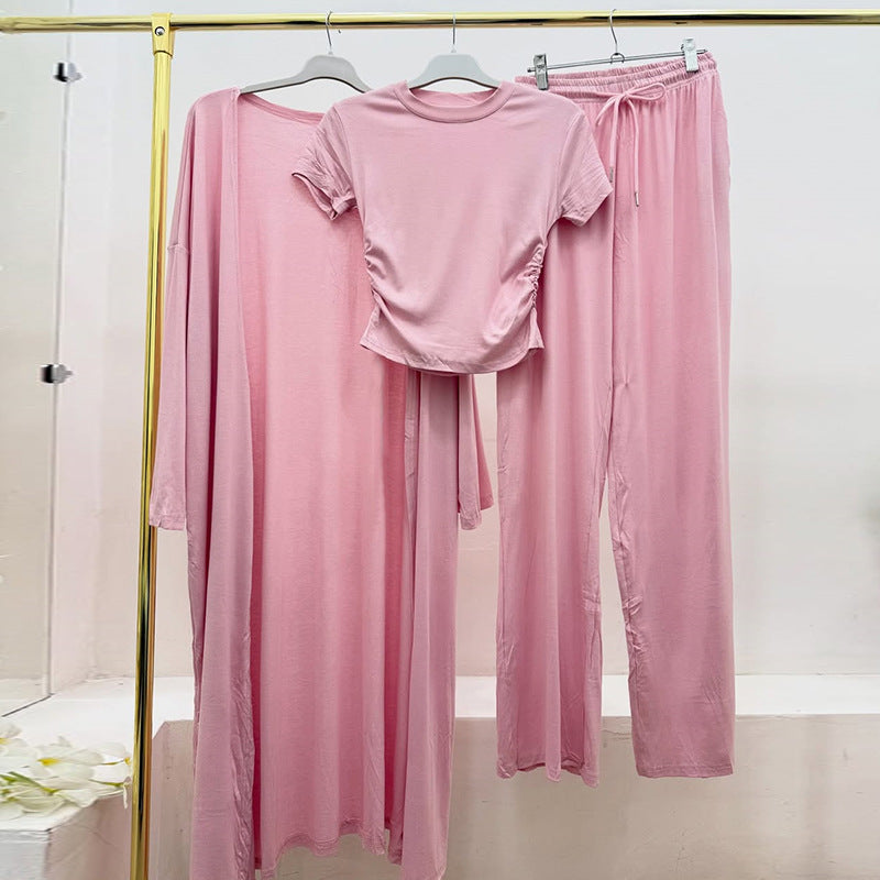 Dame afslappet lounge sæt med tætsiddende overdel og bredt bukseben Stilla