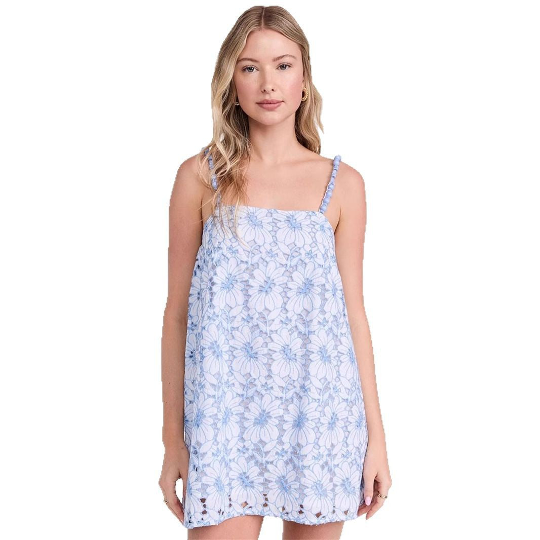 Dame afslappet sommerkjole med blomster spidsindsats Stilla