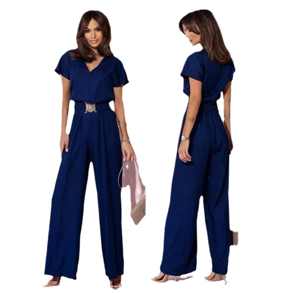 Dame Look Jumpsuit med vidde ben og bælte Stilla