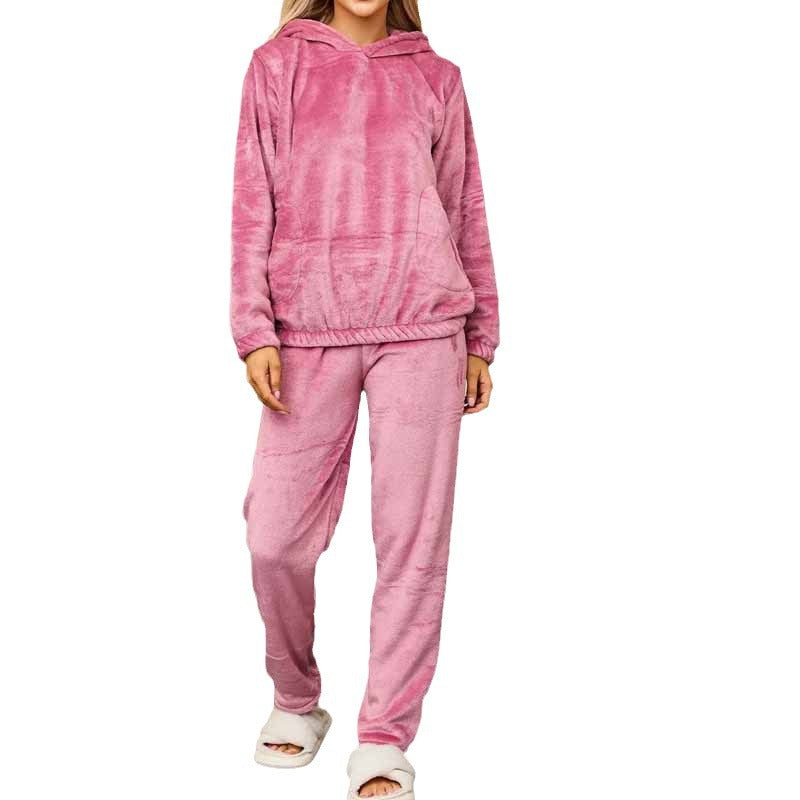 Dame Fleece-Lounge-dragter med hjerteprint og hætte Stilla