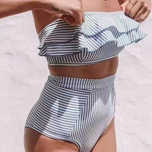 Dame Højt skåret Bikini-sæt med Flæser Stilla