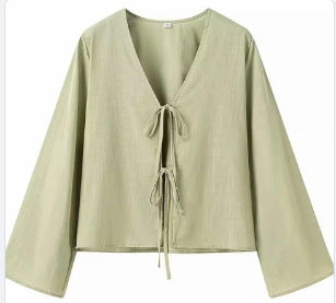 Dame afslappet bluse med snortræk og bred pasform Stilla