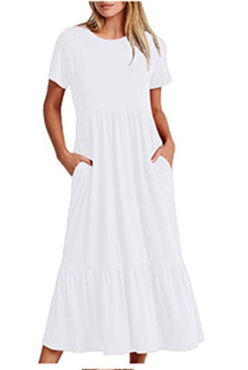 Dame afslappet maxikjole med lommer og voluminøst skørt Stilla