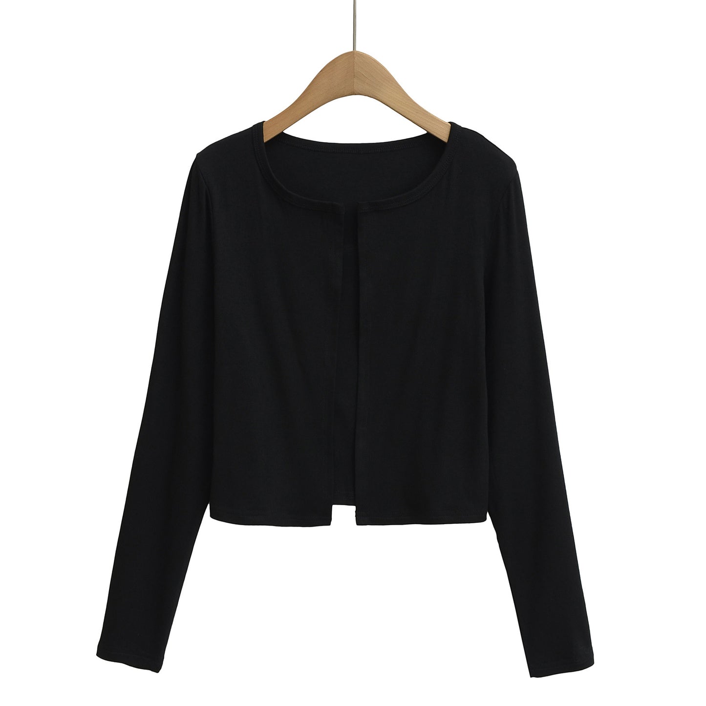 Dames afslappet longsleeve-jakke lavet af blødt svedmateriale med elegant rund halsudskæring Stilla