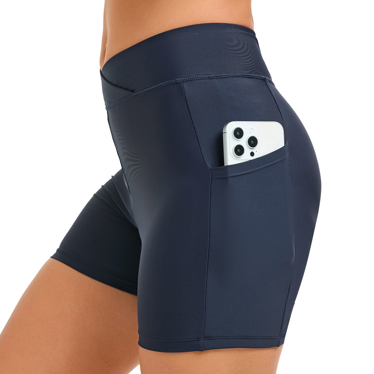 Dame Sporty svømmeshorts med høj talje og strategiske lommer Stilla