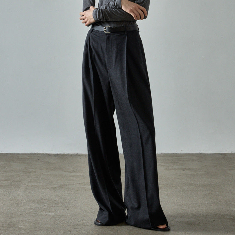 Dame Elegant Højtaljede Bukser med Vid Skæring og Plisseringer Stilla