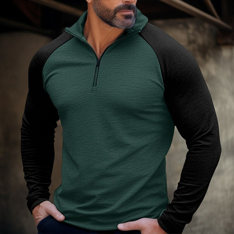Herrer Sporty Langærmet Sweatshirt med halv lynlås og ergonomisk snit Stilla