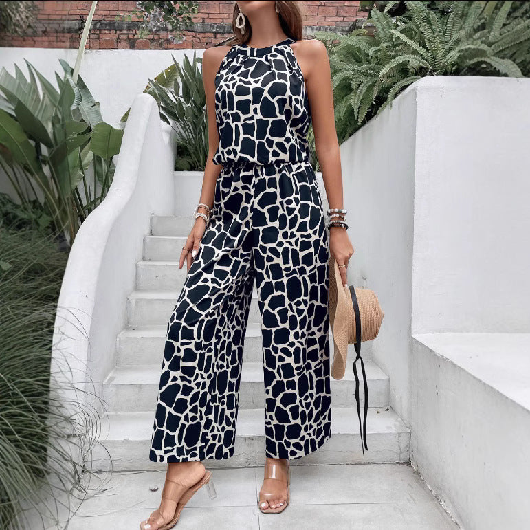 Dame løst skåret jumpsuit i dyremønster Stilla