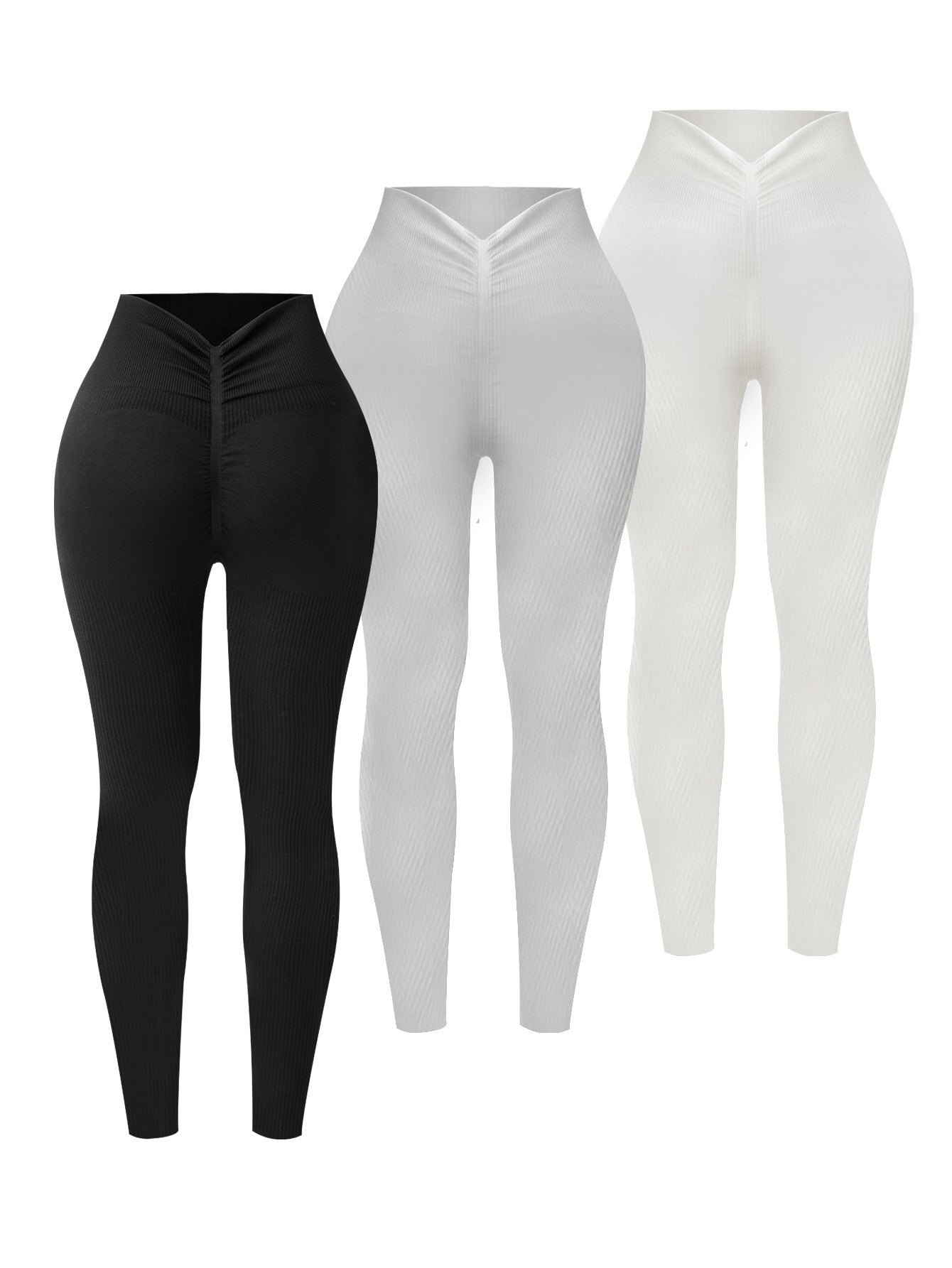 Dame Sport leggings med høj talje skæring og struktureret stof Stilla