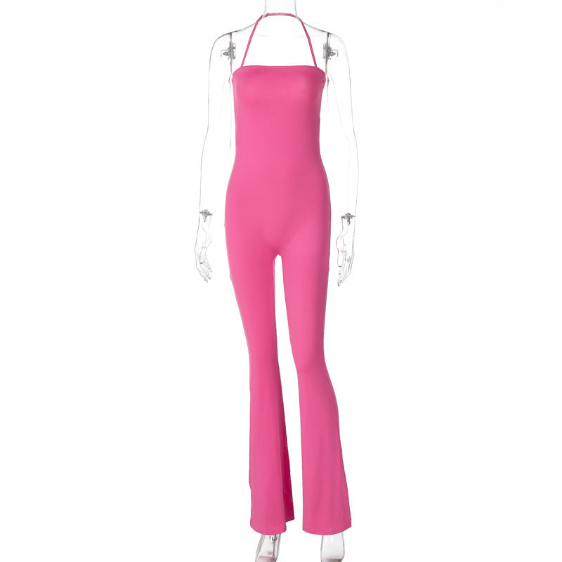 Dame Elegant Langærmet Jumpsuit med smalle stropper og figursyet snit Stilla