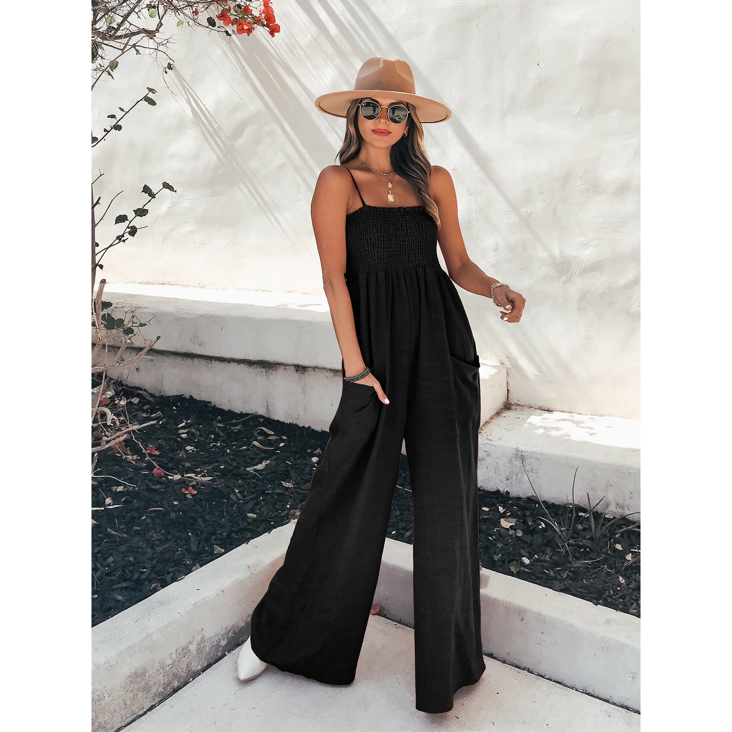 Dame Lækkert Jumpsuit med elastisk overdel og sidelommer Stiila