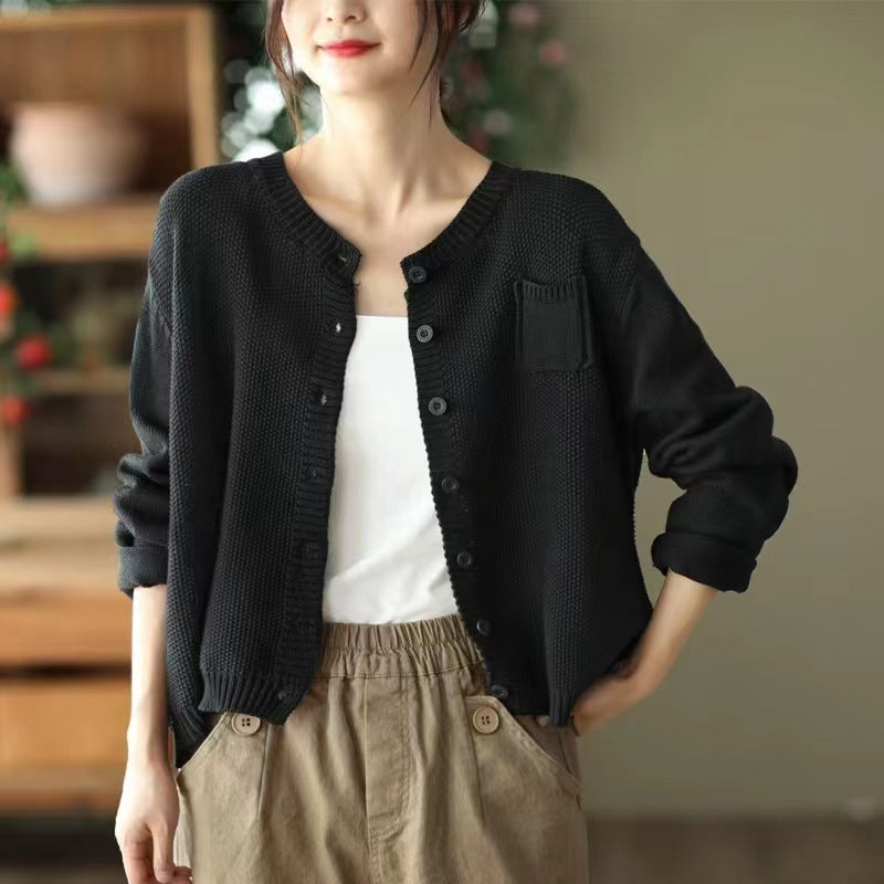 Femme Tekstureret Knap-Up Behagelig Strik Cardigan Stilla
