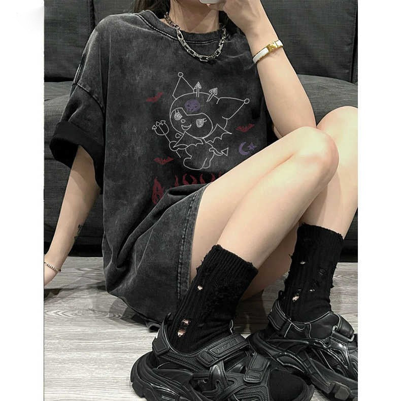 Dame afslappet oversized T-shirt med sporty skrift Stilla